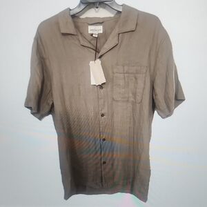 Jeremiah American Legacy  Button Down Linen Shirt Short Sleeve Size L